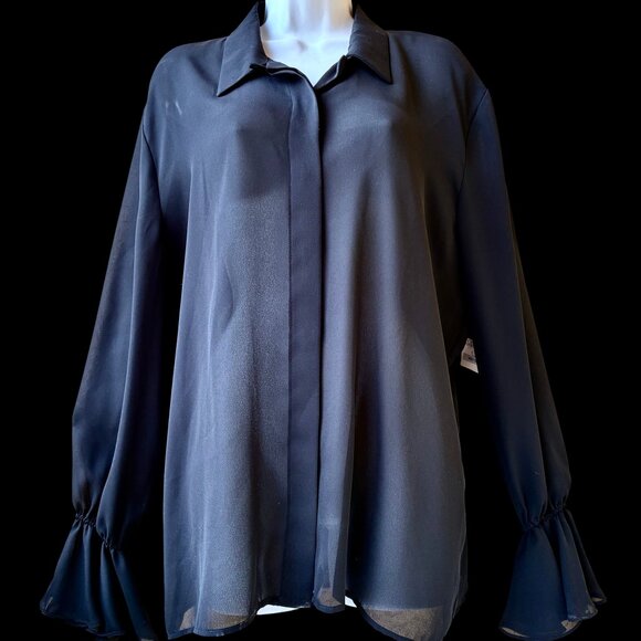 Wheaton & Katz Ltd LIMITED EDITION Long Sleeve Blouse Button Up SHEER Large New - Picture 6 of 12